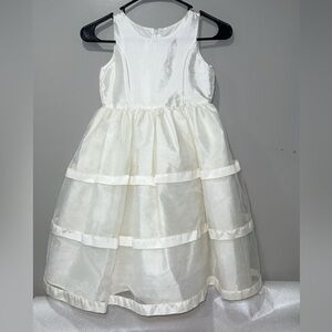 Jayne Copeland Girls’ White Satin Dress Size 8 – Flower Girl, Pageant, Wedding